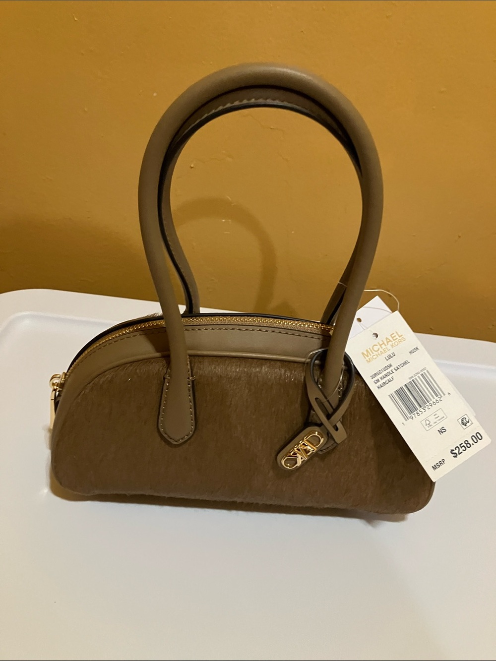 Michael Kors LULU Husk SM Handle Satchel Haircalf - Picture 2 of 14